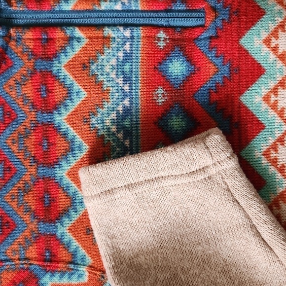 Orvis | Aztec Southwestern Tan Blue Quarter Zip Fleece Sweater Women's M - Picture 5 of 7